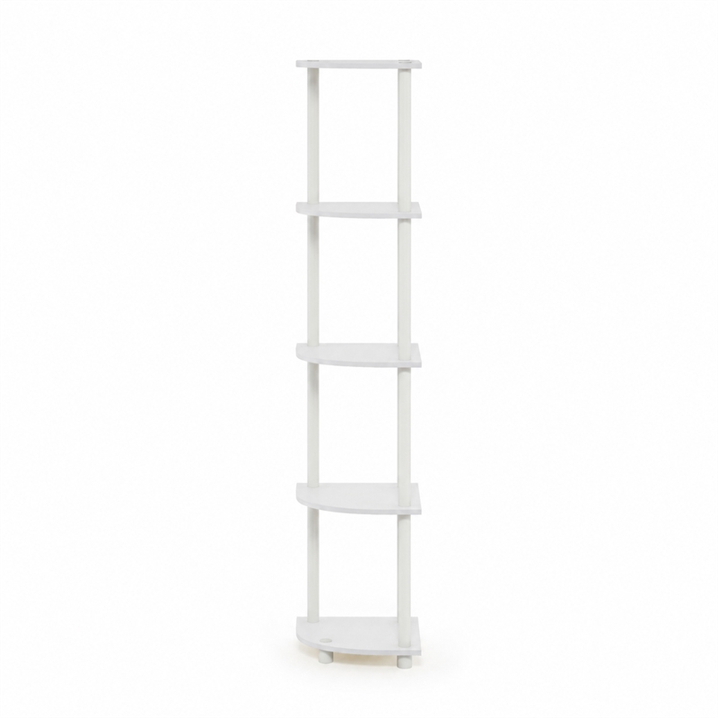 Furinno Turn-N-Tube 5-Tier Toolless Corner Shelf Closet Organizers. White