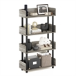 Furinno TURN-N-TUBE 4-Tier Rounded Corner Top Edges Bookcases. French Oak