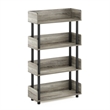 Furinno TURN-N-TUBE 4-Tier Rounded Corner Top Edges Bookcases. French Oak