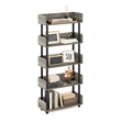 Furinno TURN-N-TUBE 5-Tier Rounded Corner Top Edges Bookcases. French Oak