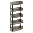 Furinno TURN-N-TUBE 5-Tier Rounded Corner Top Edges Bookcases. French Oak