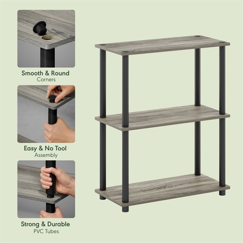 Furinno Turn-N-Tube 3-Tier Toolless Closet Organizers/Storage. French Oak