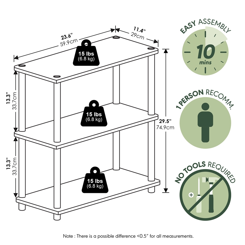 Furinno Turn-N-Tube 3-Tier Toolless Closet Organizers/Storage. French Oak