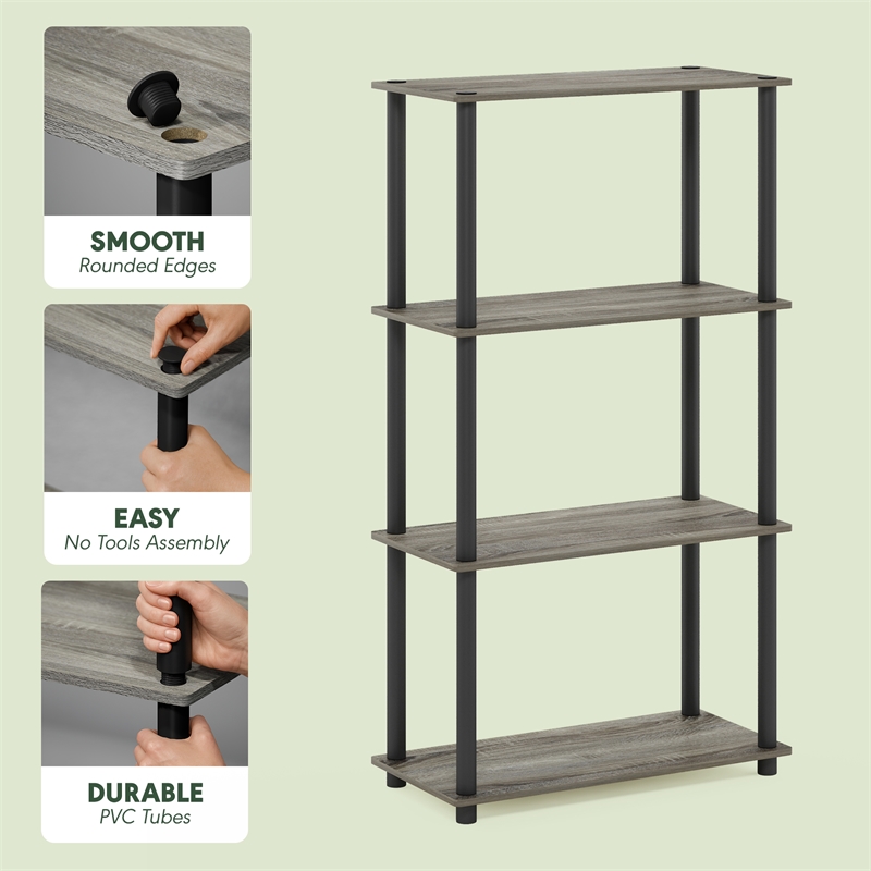 Furinno Turn-N-Tube 4-Tier Toolless Closet Organizers/Storage. French Oak