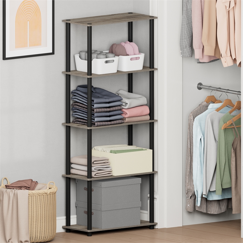 Furinno Turn-N-Tube 5-Tier Toolless Closet Organizers/Storage. French Oak