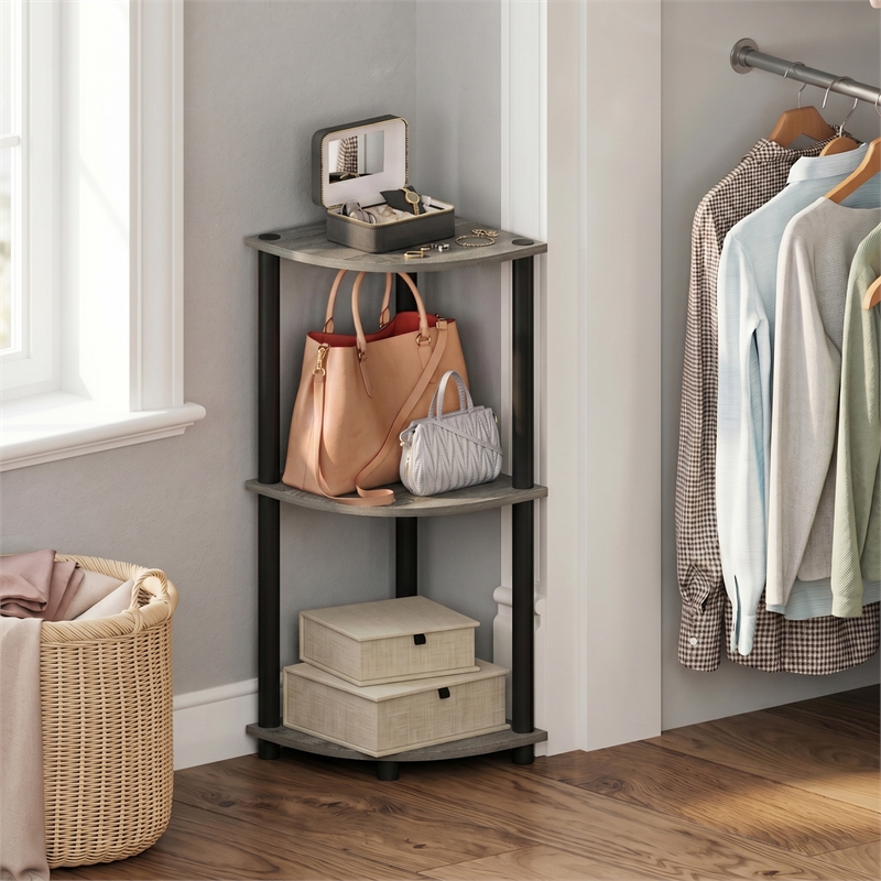 Furinno Turn-N-Tube 3-Tier Corner Closet Organizers/Storage. French Oak