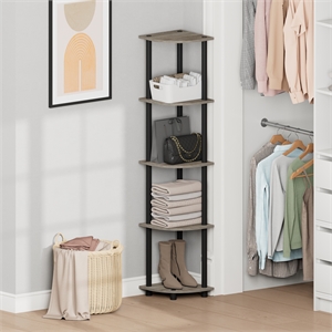 Furinno Turn-N-Tube 5-Tier Corner Shelf Closet Organizers. French Oak
