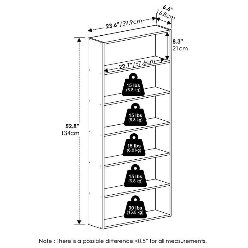 Furinno BASIC 6-Tier Open Shelf Cube Storage Organizer. Amber Pine