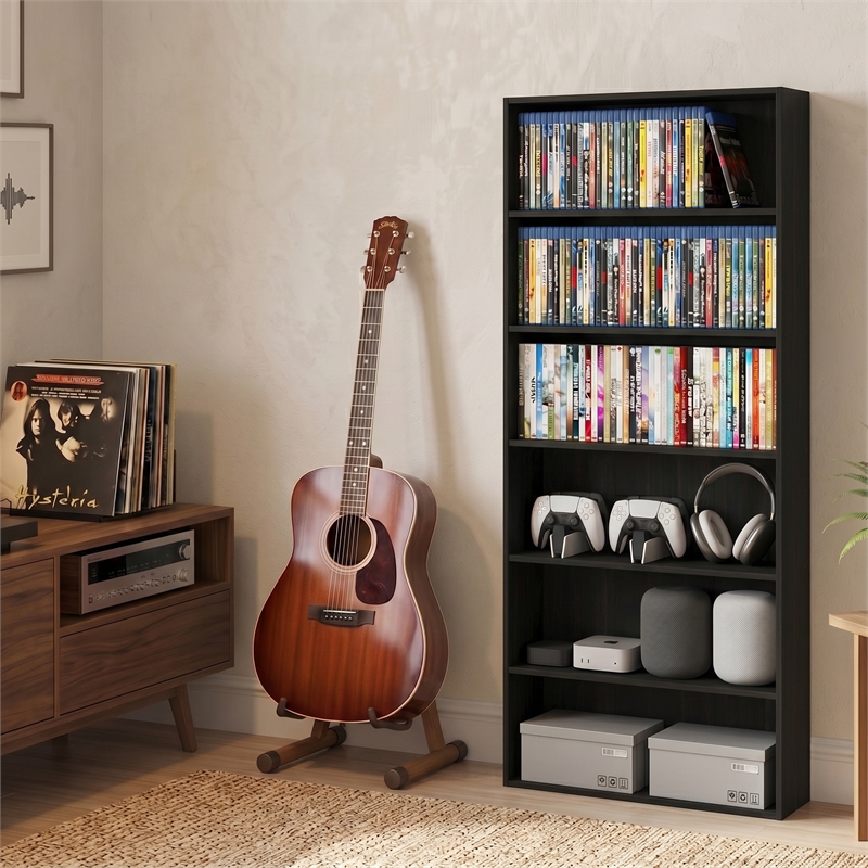 Furinno BASIC 6-Tier Open Shelf Cube Storage Organizer. Espresso