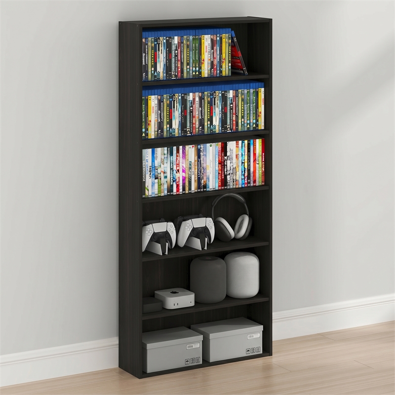 Furinno BASIC 6-Tier Open Shelf Cube Storage Organizer. Espresso