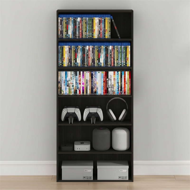 Furinno BASIC 6-Tier Open Shelf Cube Storage Organizer. Espresso