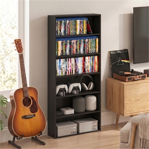 Furinno BASIC 6-Tier Open Shelf Cube Storage Organizer. Espresso