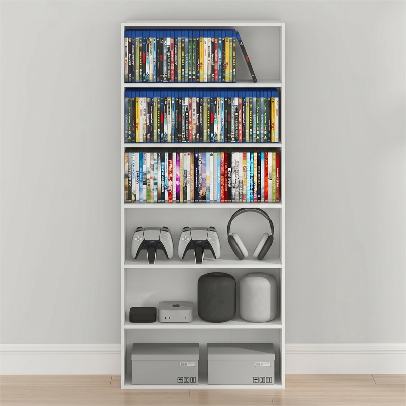 Furinno BASIC 6-Tier Open Shelf Cube Storage Organizer. 7 x 24 x 53. White