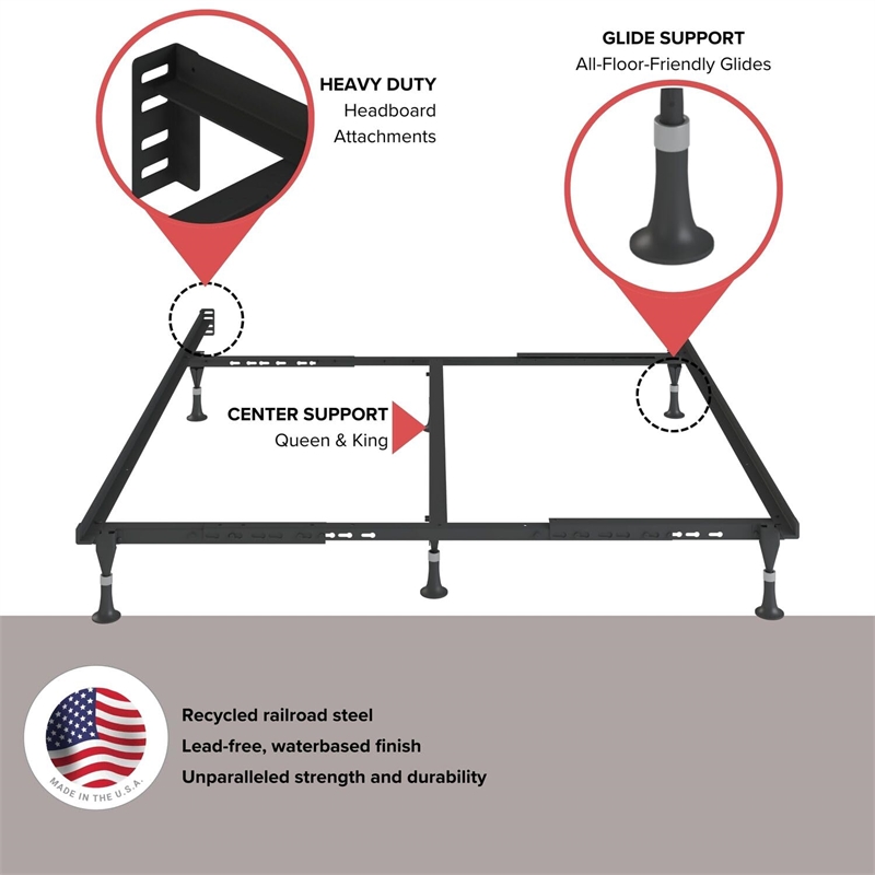 Atlas-Lock Keyhole 4-Glides Bed Frame Patent 6-415-465 B1 Twin/Full