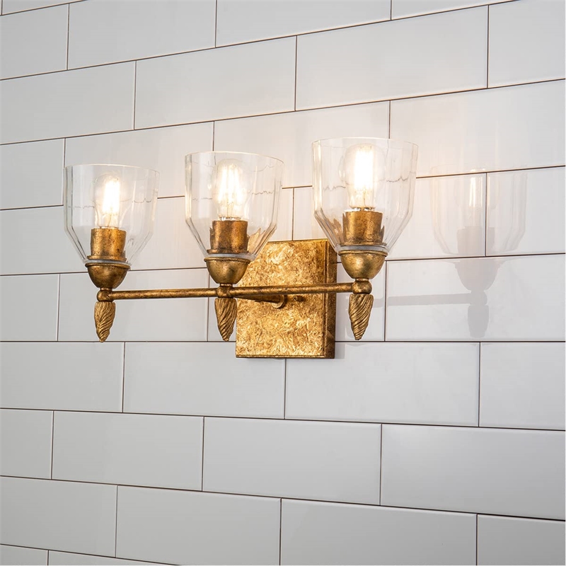 Lucas McKearn Felice 3-light Acorn-shaped Bath Vanity Light in Antique Gold
