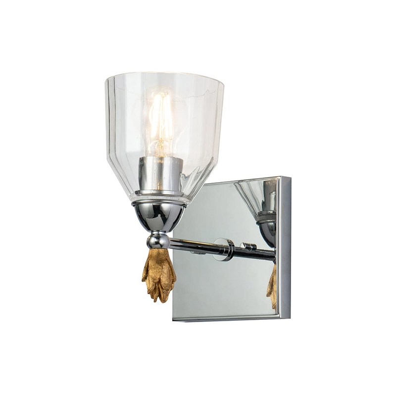 Lucas McKearn Felice 1-light Gold Flame-shaped Bath Vanity Light in Chrome