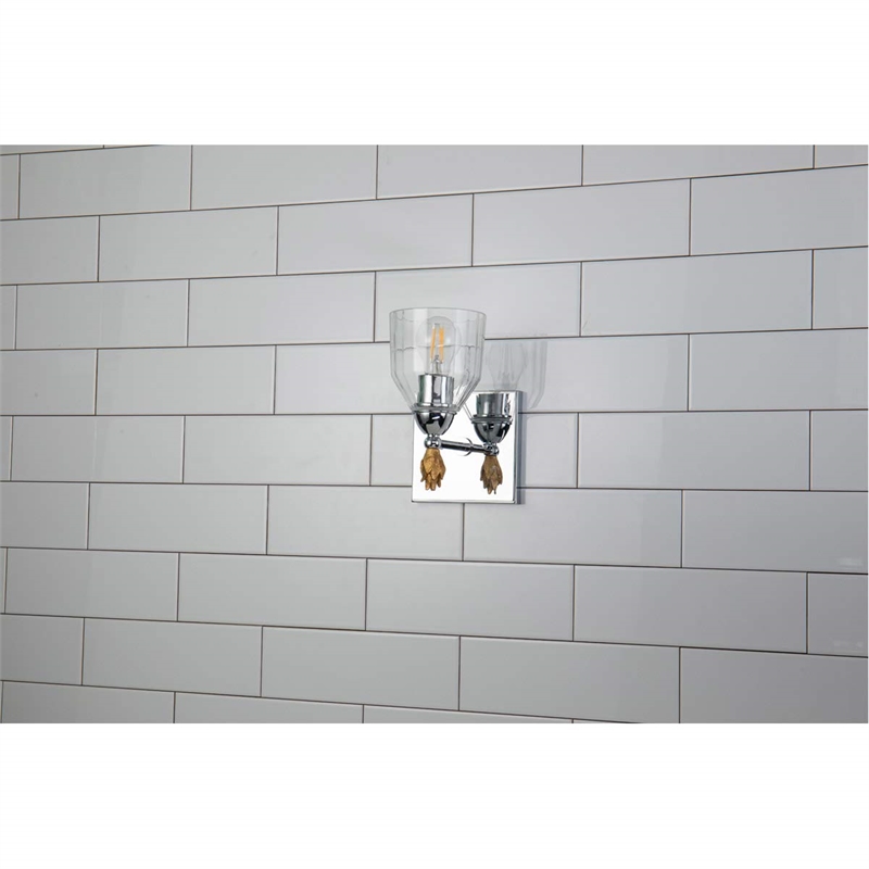 Lucas McKearn Felice 1-light Gold Flame-shaped Bath Vanity Light in Chrome
