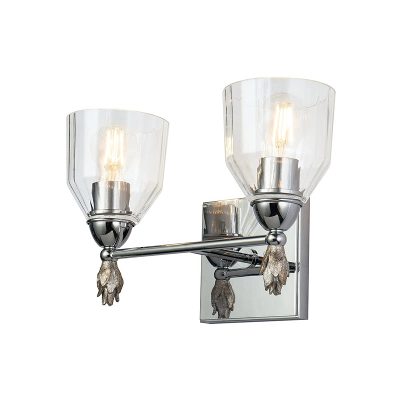 Lucas McKearn Felice 2-light Silver Flame-shaped Bath Vanity Light in Chrome