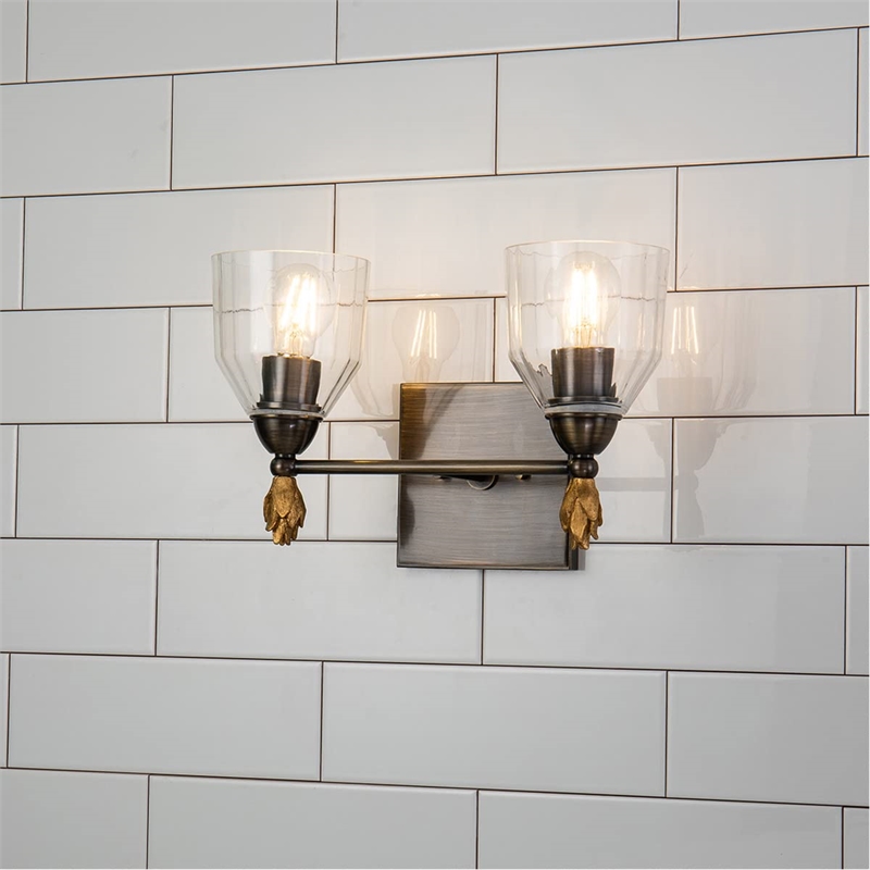 Lucas McKearn Felice 2-light Flame-shaped Metal Bath Vanity Light in Dark Bronze