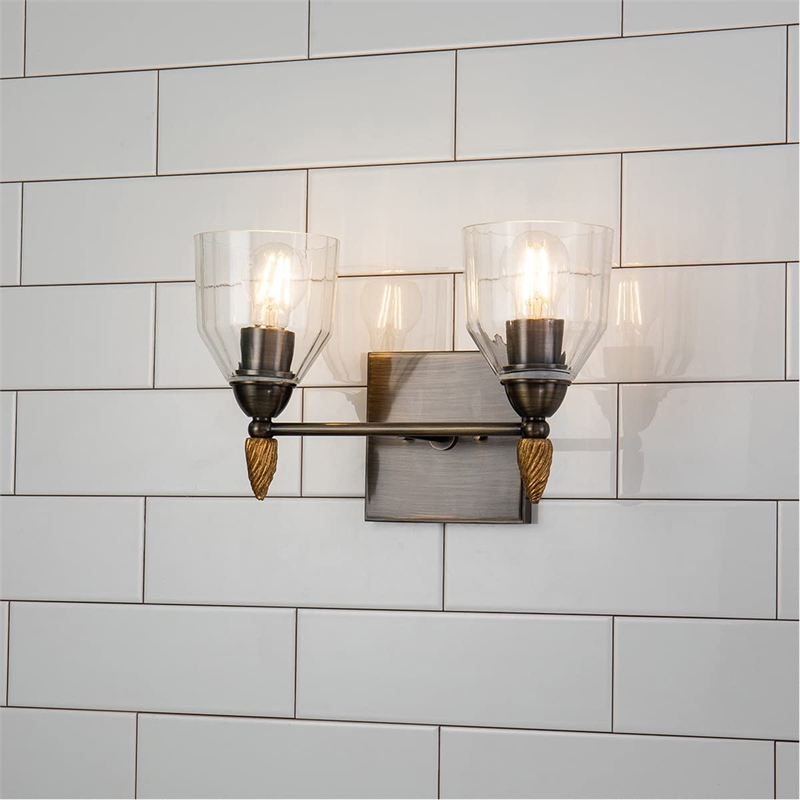 Lucas McKearn Felice 2-light Acorn-shaped Metal Bath Vanity Light in Dark Bronze