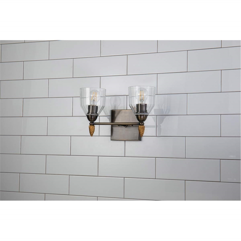 Lucas McKearn Felice 2-light Acorn-shaped Metal Bath Vanity Light in Dark Bronze