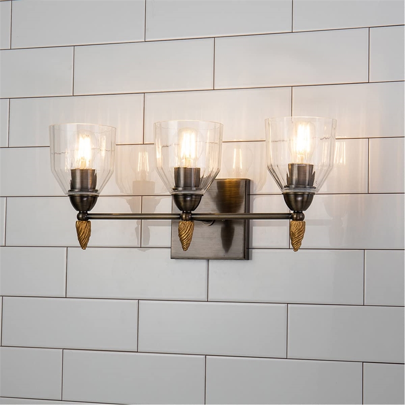 Lucas McKearn Felice 3-light Acorn-shaped Metal Bath Vanity Light in Dark Bronze