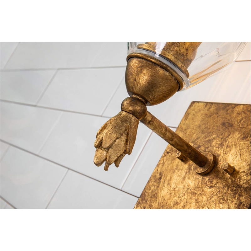 Lucas McKearn Felice 1-light Flame-shaped Bath Vanity Light in Antique Gold