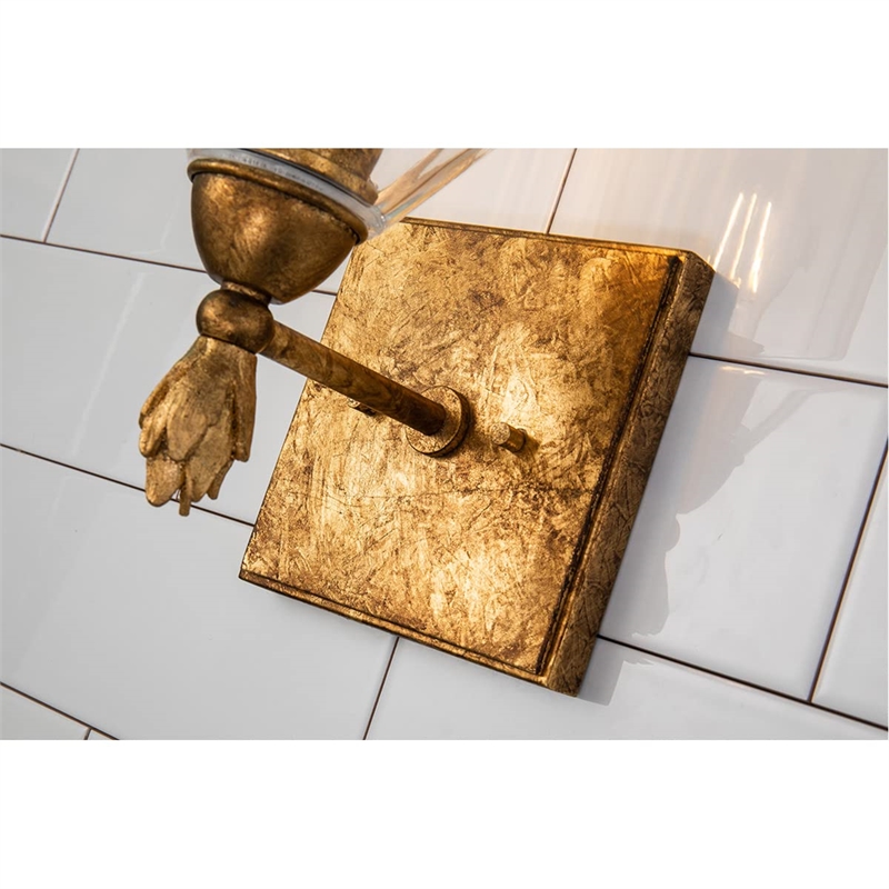 Lucas McKearn Felice 1-light Flame-shaped Bath Vanity Light in Antique Gold
