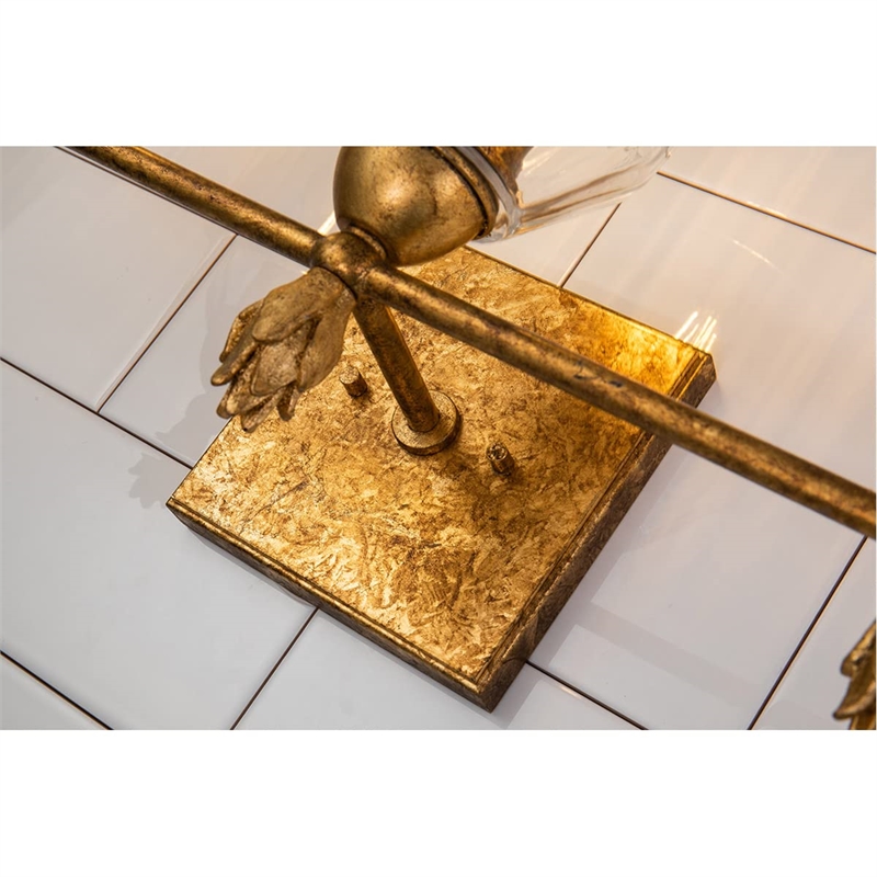 Lucas McKearn Felice 3-light Flame-shaped Bath Vanity Light in Antique Gold