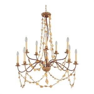 Lucas McKearn Mosaic 10-light 2-Tier Metal Chandelier in Antique Gold