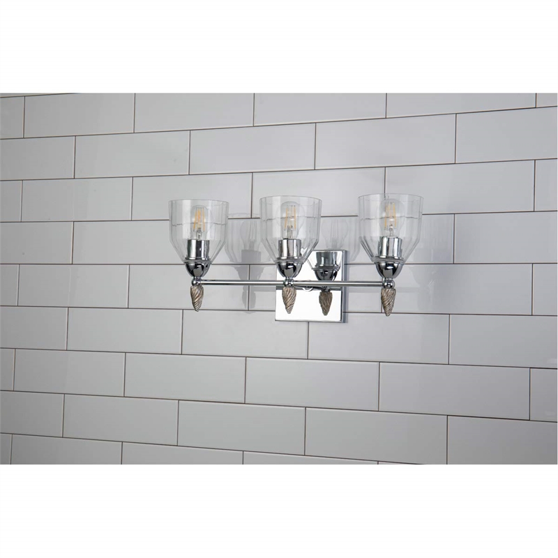 Lucas McKearn Felice 3-light Silver Acorn-shaped Bath Vanity Light in Chrome