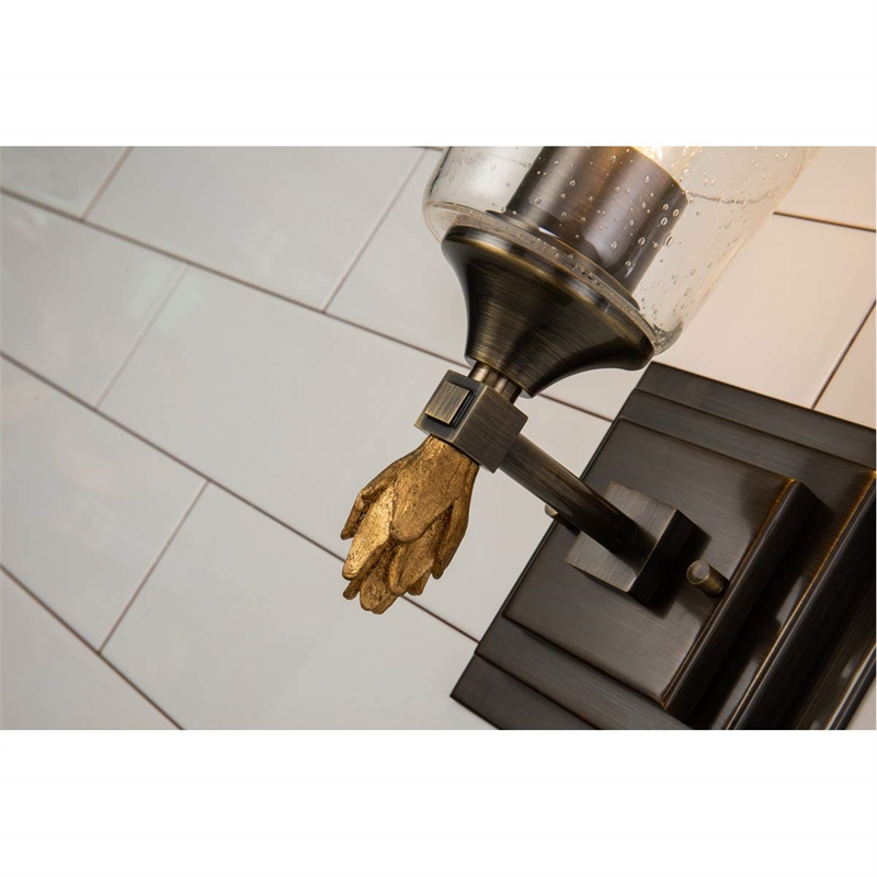 Lucas McKearn Vetiver 1-light Flame-shaped Bath Vanity Light in Dark Bronze