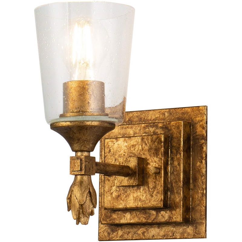 Lucas McKearn Vetiver 1-light Flame-shaped Bath Vanity Light in Gold Leaf