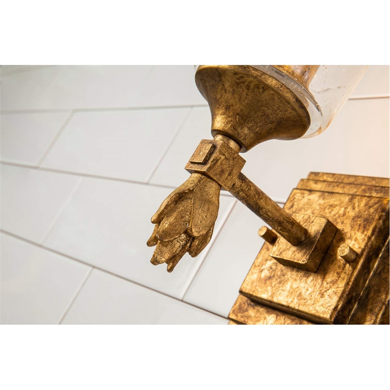Lucas McKearn Vetiver 1-light Flame-shaped Bath Vanity Light in Gold Leaf