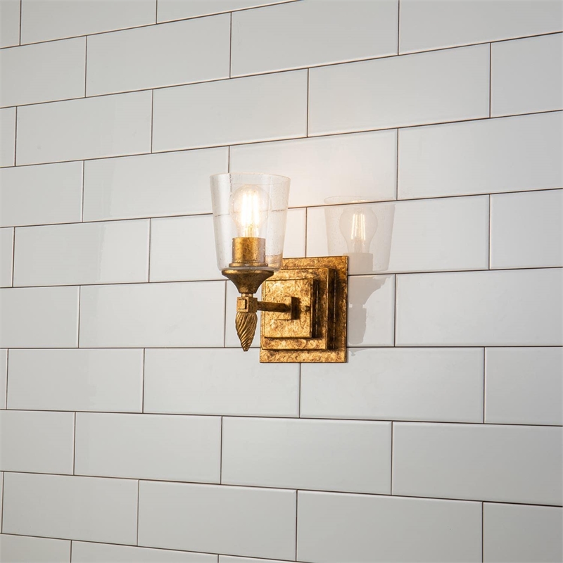 Lucas McKearn Vetiver 1-light Acorn-shaped Bath Vanity Light in Gold Leaf