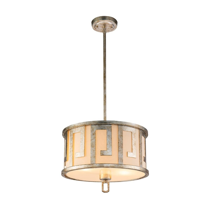 Lucas McKearn Lemuria 2-Light Transitional Metal Medium Pendant in Silver Leaf