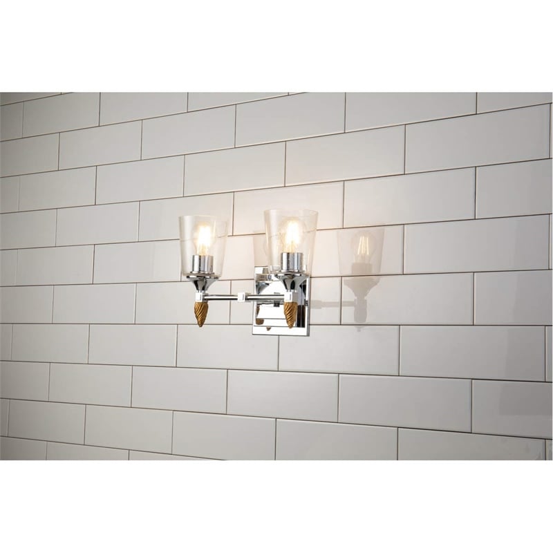 Lucas McKearn Vetiver 2-light Gold Acorn-shaped Bath Vanity Light in Chrome