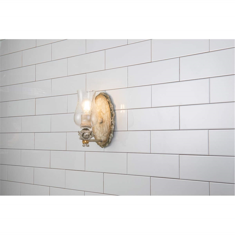 Lucas McKearn Trellis 1-light Metal Bath Vanity Light in Neutral Cream/Silver