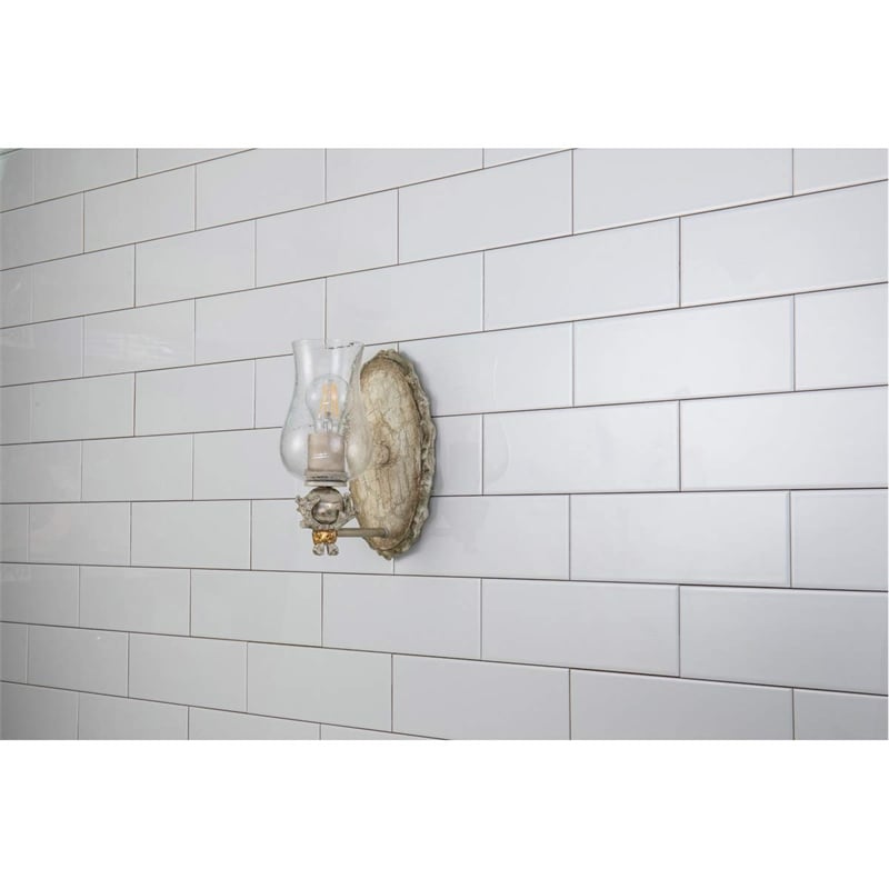 Lucas McKearn Trellis 1-light Metal Bath Vanity Light in Neutral Cream/Silver