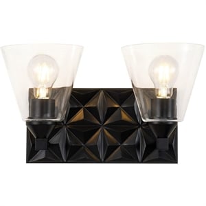Lucas McKearn Alpha 2-light Metal Bath Vanity Light in Matte Black