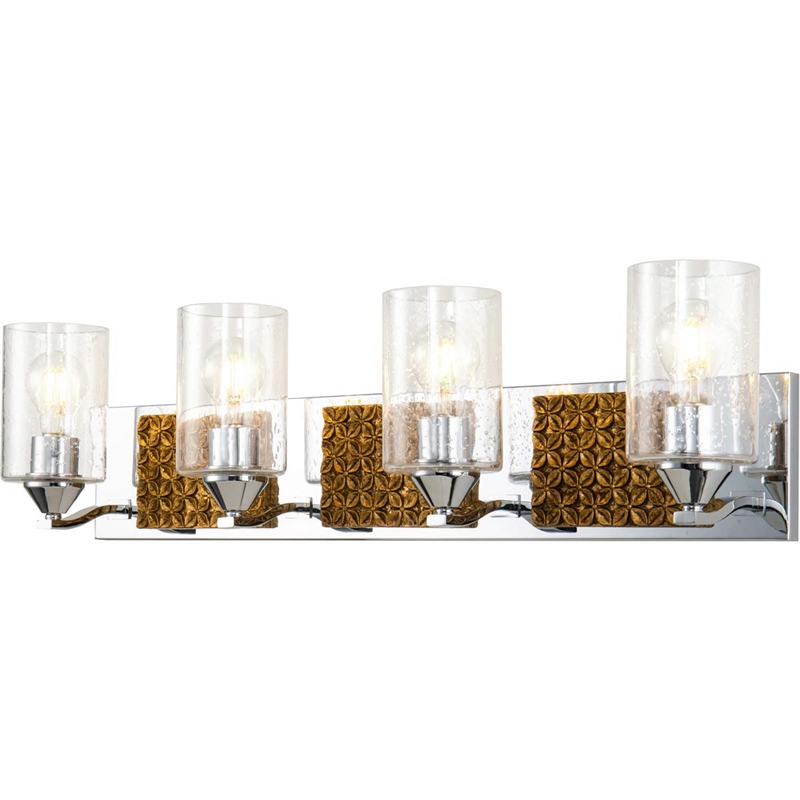 Lucas McKearn Arcadia 4-light Metal Bath Vanity Light in Polished Chrome/Gold