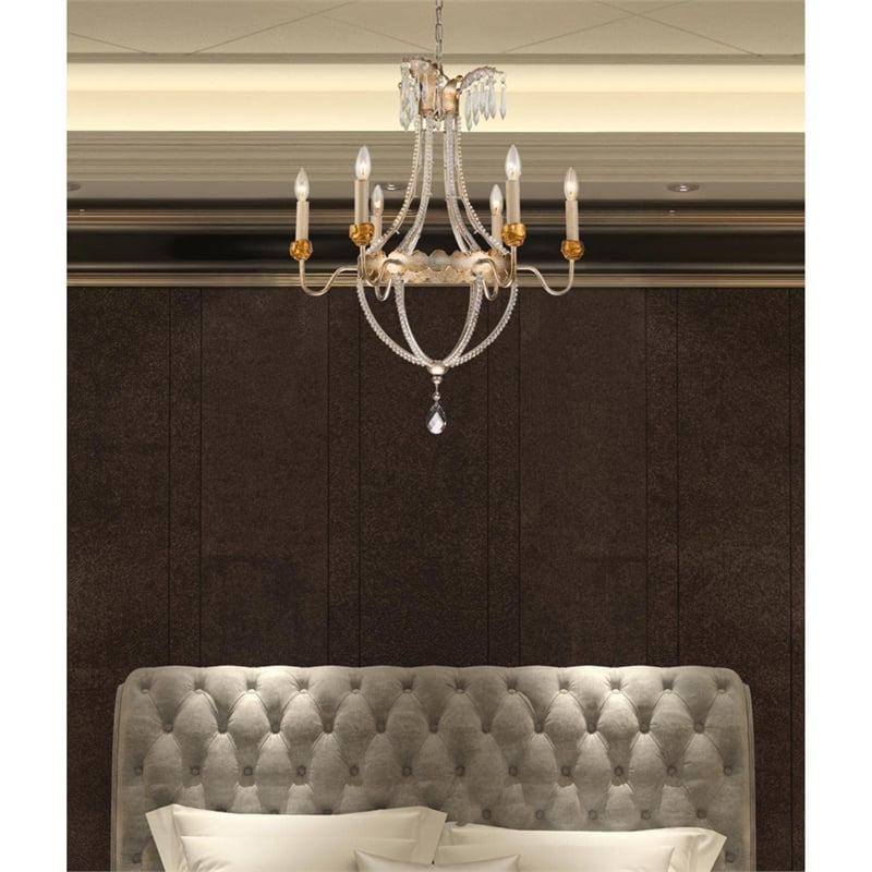 Lucas McKearn Lemuria 6-light Empire Metal Chandelier in Distressed Silver/Gold