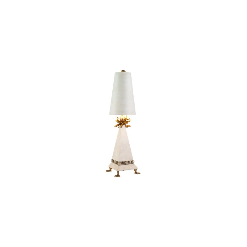 Lucas McKearn Leda Traditional Resin Table Lamp in Tapered Cream/Gold Leaf