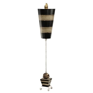 Lucas McKearn Peony Transitional Metal Buffet Lamp in Silver Leaf/Black