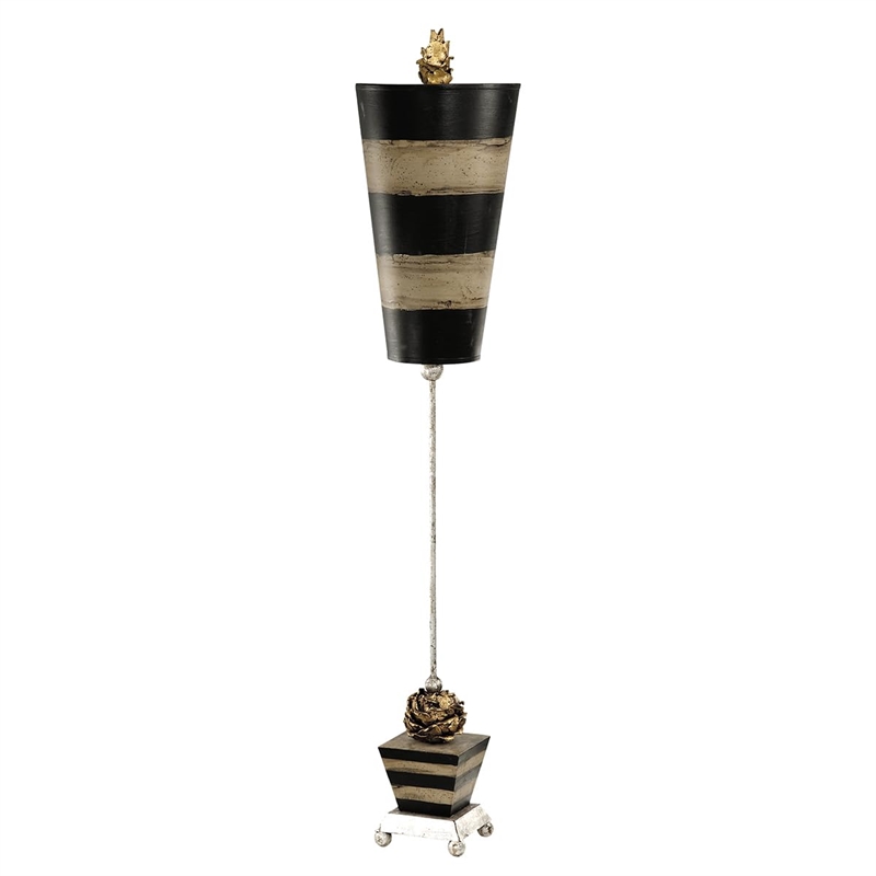 Lucas McKearn Peony Transitional Metal Buffet Lamp in Silver Leaf/Black