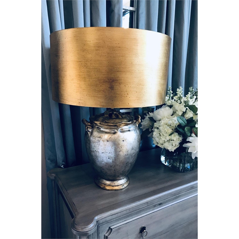 Lucas McKearn Jackson Traditional Metal Table Lamp in Antique Silver/Gold