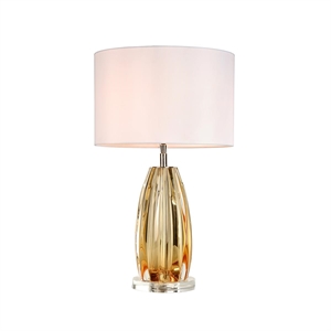 Lucas McKearn Cognac Transitional Glass Table Lamp in Clear Amber/White