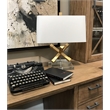 Lucas McKearn Jackson Square Metal Table Lamp with White Linen Shade in Gold