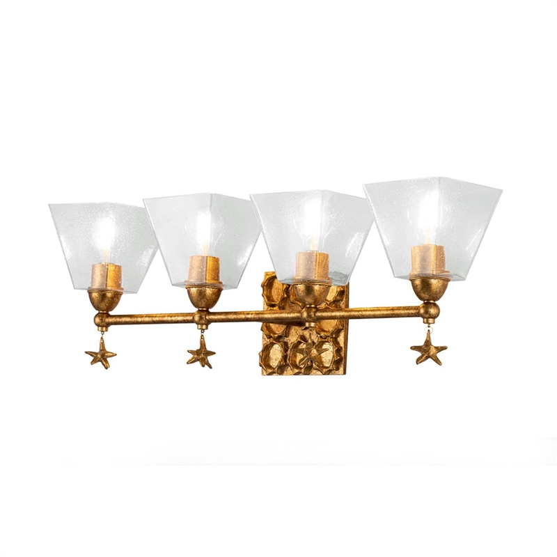 Lucas McKearn Star 4-Light Transitional Metal Bath Bar in Gold
