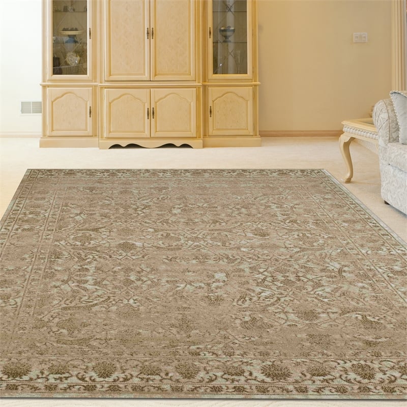 Radici USA Colosseo Traditional Distressed Bone White Rectangular Polypropylene Area Rug 7'10
